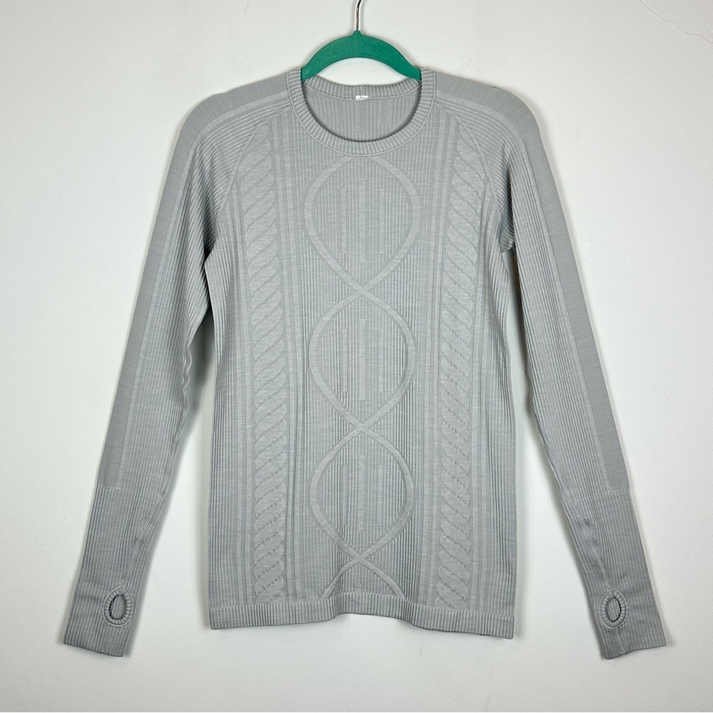 Lululemon Rest Less Pullover Top Gray Textured Women’s Athletic Running Small